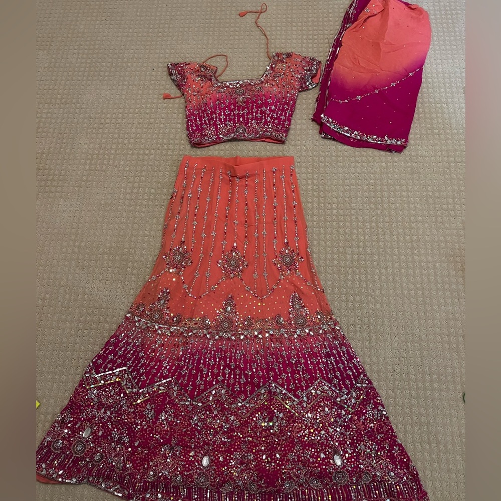 Pink lehngha 3-piece set
